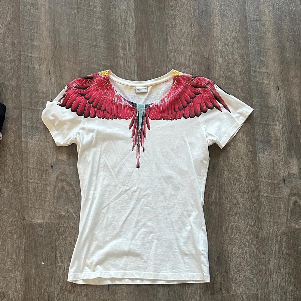 Marcelo Burlon County of Milan White T-Shirt with Red Wing Design